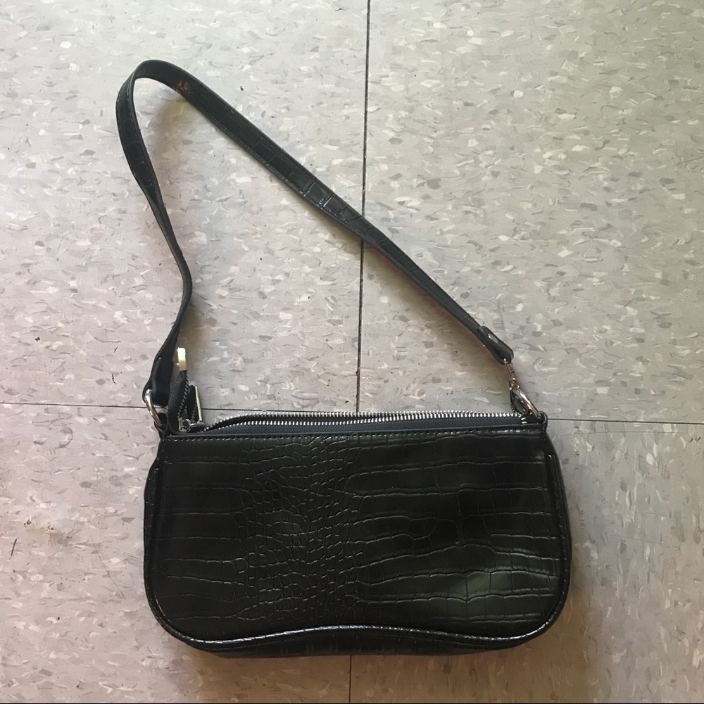 Vintage Black Alligator Shoulder Bag